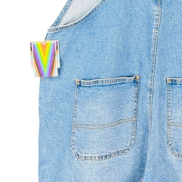 NWT Takepride Women's Blue Rainbow Queen Stretch Denim Shortalls Overalls Sz XXL - Picture 8 of 12